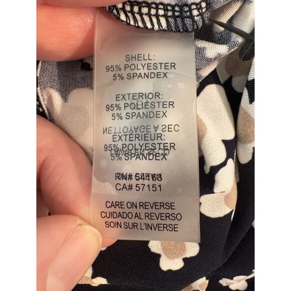 Tommy Hilfiger Navy Tan White Daisy Floral Ruffle Sleeve Cottagecore Top M - Picture 4 of 7